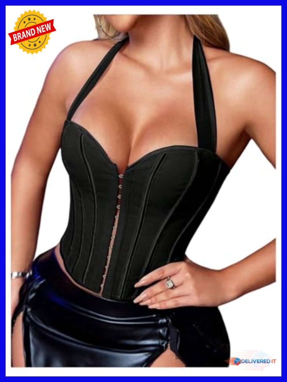 Lace Up Halter Bustier Corset Backless Shapewear Crop Top